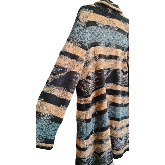 Cable & Gauge Size XL Open Front Cardigan Black Brown Textured Bohemian Knit - Picture 6 of 10
